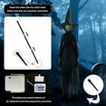 thumbnail image 3 of Halloween Decorations, Set of 3 Light Up Witches Holding Hands Witches with Stakes，Voice Control Witch Glowing Head Waterproof for Outside Garden Statue Decoration Grass Lawn, 3 of 7