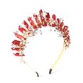 thumbnail image 1 of Bubbmi Diadema navideña de cristal rojo crudo con diamantes de imitación de perlas hecha a mano Tiara corona de cuarzo con diamantes de imitación para novias, mujeres y niñas (ROJO), 1 of 5