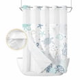 thumbnail image 2 of Coastal No Hook Shower Curtain Waterproof,Bathroom Curtains with Snap in Liners and See Through Top Window,Turquoise Blue Turtle Starfish Coral Jellyfish Hotel Style Bathtub Curtains Shower 48"Wx72"L, 2 of 8