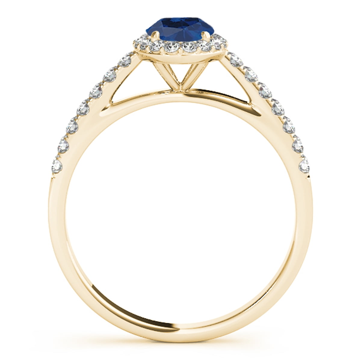 Mauli Jewels Engagement Rings for Women 0.80 Carat Sapphire And Diamond Bridal Set 4-prong 10K Yellow Gold