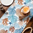 thumbnail image 3 of Watercolor Coastal Table Runner 90 Inches, Ocean Seaweed Coral Starfish Summer Bed Runner Dresser Scarves Tabletop for Indoor Outdoor Parties/Ceremony/Banquet, 13" x 90", 3 of 9