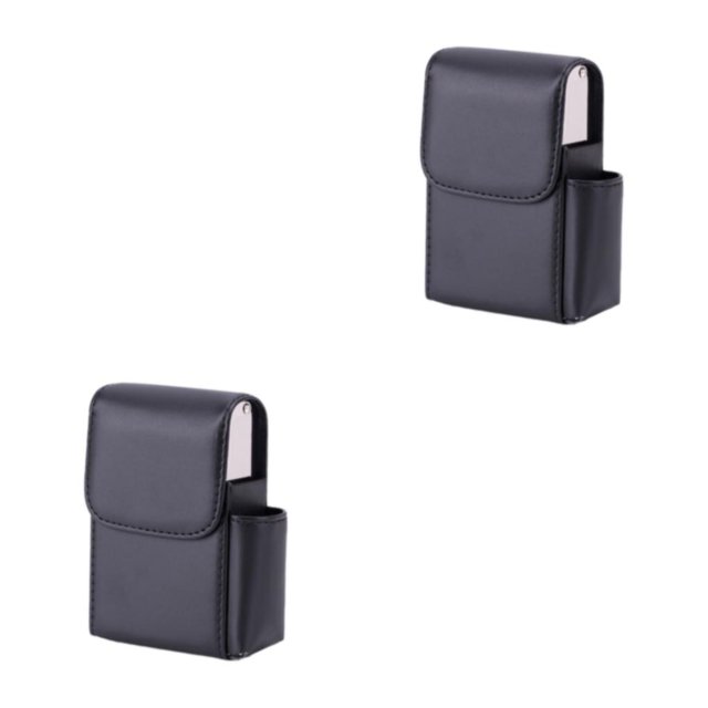 jesticaly Easy To Close And Open PU Cigarette Case For Business Cards Business Card Case Cigarette Cases Plain black 2Set