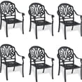 thumbnail image 3 of JERFIT 6-Piece Outdoor Patio Dining Set, Aluminum Armchairs with Brown Cushions, Black Stackable Garden Chairs for Deck, Poolside, 3 of 9