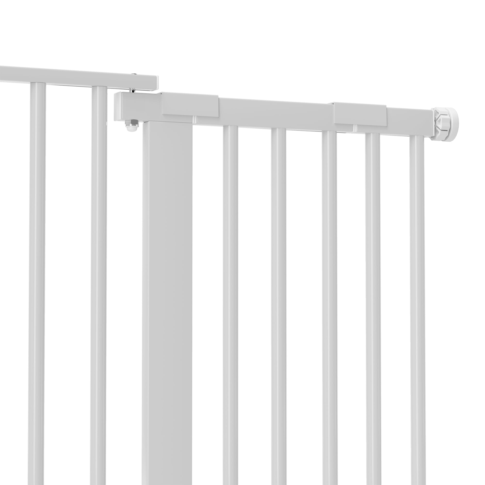 Uforic 55" Extra Tall Pet Gate with Cat Door, 29.5"-48" Wide, Auto-Close, No Drill, White