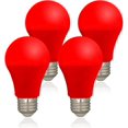 thumbnail image 1 of shiyou-LED Ampoule Rouge - Base A19 E26 Ampoules Rouges, 9W (Équivalent 60W), Ampoule LED Rouge Adaptée pour Extérieur, Intérieur, Chambre, Décoration de Fête, Porche, Noël, Lot de 4, 1 of 4