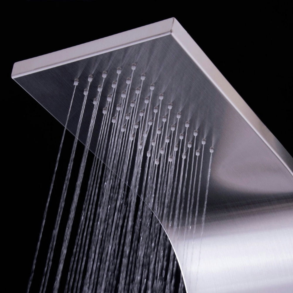 Finihen Shower Panel, Shower Panel Tower System, 57 Inch Stainless Steel Shower Panel With Massage Jets and Hand Shower, Silver Finihen Shower Panel, Shower Panel Tower System, 57 Inch Stainless Steel Shower Panel With Massage Jets and Hand Shower, Silver