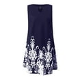thumbnail image 4 of Womens Dresses Summer Sleeveless Beach Floral Round Neck Sun Loose Tank Casual Dress Navy M, 4 of 5