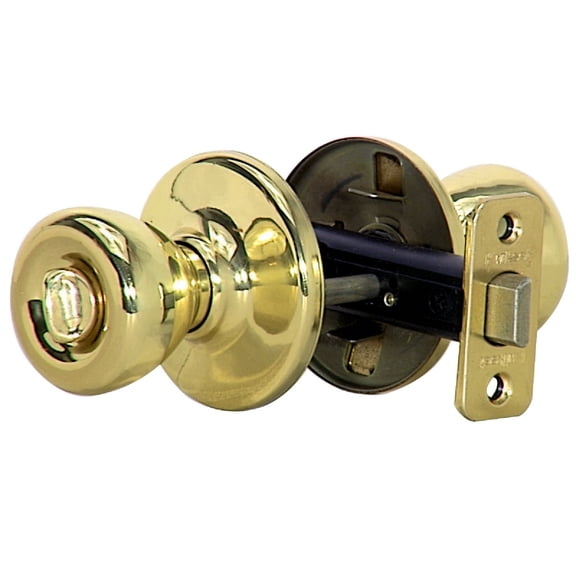 Kwikset Privacy Door Knob Lockset - Mechanical, Brass Finish - Includes Strike, Latch, Hardware — Standard Mounting Hardware, Drop-In Replacement