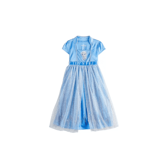 Disney Girls Little Frozen Fantasy Nightgown, Elsa - Elegant Blue, 5T
