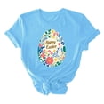 thumbnail image 4 of qelini Easter Shirt Womens Plus Size Crew Neck Short Sleeve Teen Bunny and Egg Print T-Shirt Casual Spring Tops, 4 of 5