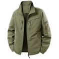 thumbnail image 4 of WIZUTIZ Men's Outdoor Jacket Solid Color Zipper Pocket Stand Collar Long Sleeve Windproof Polyester Multi-Pocket Coat for Mountaineering Riding Hiking Daily Mens Fashion, 4 of 9