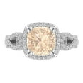 thumbnail image 2 of Dazzlingrock Collection 7mm Cushion Morganite & Round White Diamond Halo Split Shank Engagement Ring for Women (0.25 ctw, Color I-J, Clarity I1-I2) in 18K White Gold, Size 9, 2 of 6