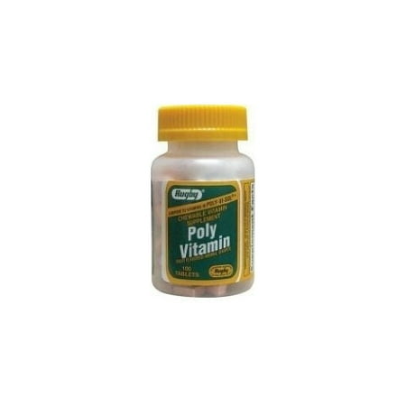 RUGBYÃ‚Â® POLY VITAMIN FRUIT FLAVORED CHEWABLE ANIMAL SHAPES VITAMIN SUPPLEMENT 100CT