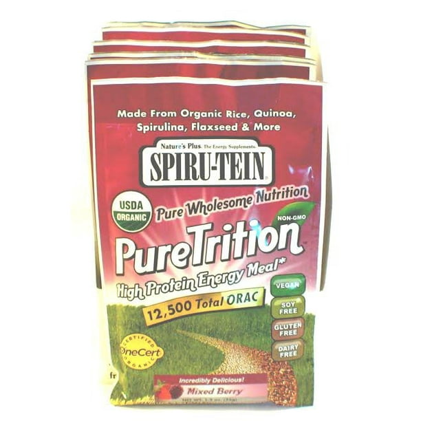 Spirutein Puretrition Mixed Berry Nature's Plus 8 packets Box