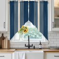 thumbnail image 3 of Swag Valance Curtains for Windows, Navy Blue Beige Striped Light Filtering Kitchen Curtains with Rod Pocket, Modern Farmhouse Retro Lines Window Treatment Valances for Living Room, 36x63 - 2 PCS, 3 of 9