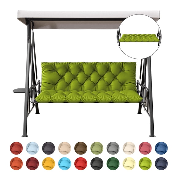Kimunuk Outdoor Porch Swing Cushion, 60" X 40" X 5" Waterproof Bench Chair Replacement Cushion with 6 Ties for Patio, Grass Green