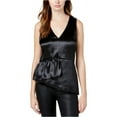 thumbnail image 2 of Kensie Womens Satin Knit Blouse, Black, Small, 2 of 2