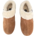 thumbnail image 3 of Clarks Womens Suede Leather Slipper with Gore and Bungee JMH2213 - Warm Plush Faux Fur Lining - Indoor Outdoor House Slippers For Women 11 M US, Cognac, 3 of 5
