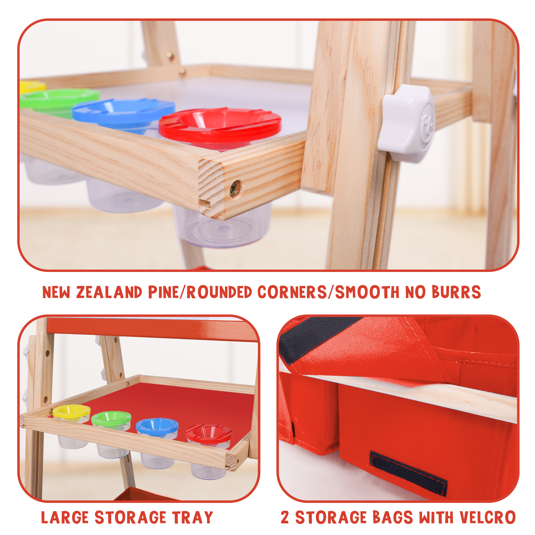 Joyooss Kids Art Easel Adjustable Wooden Double-Sided with Paper Roll Joyooss 122 RED