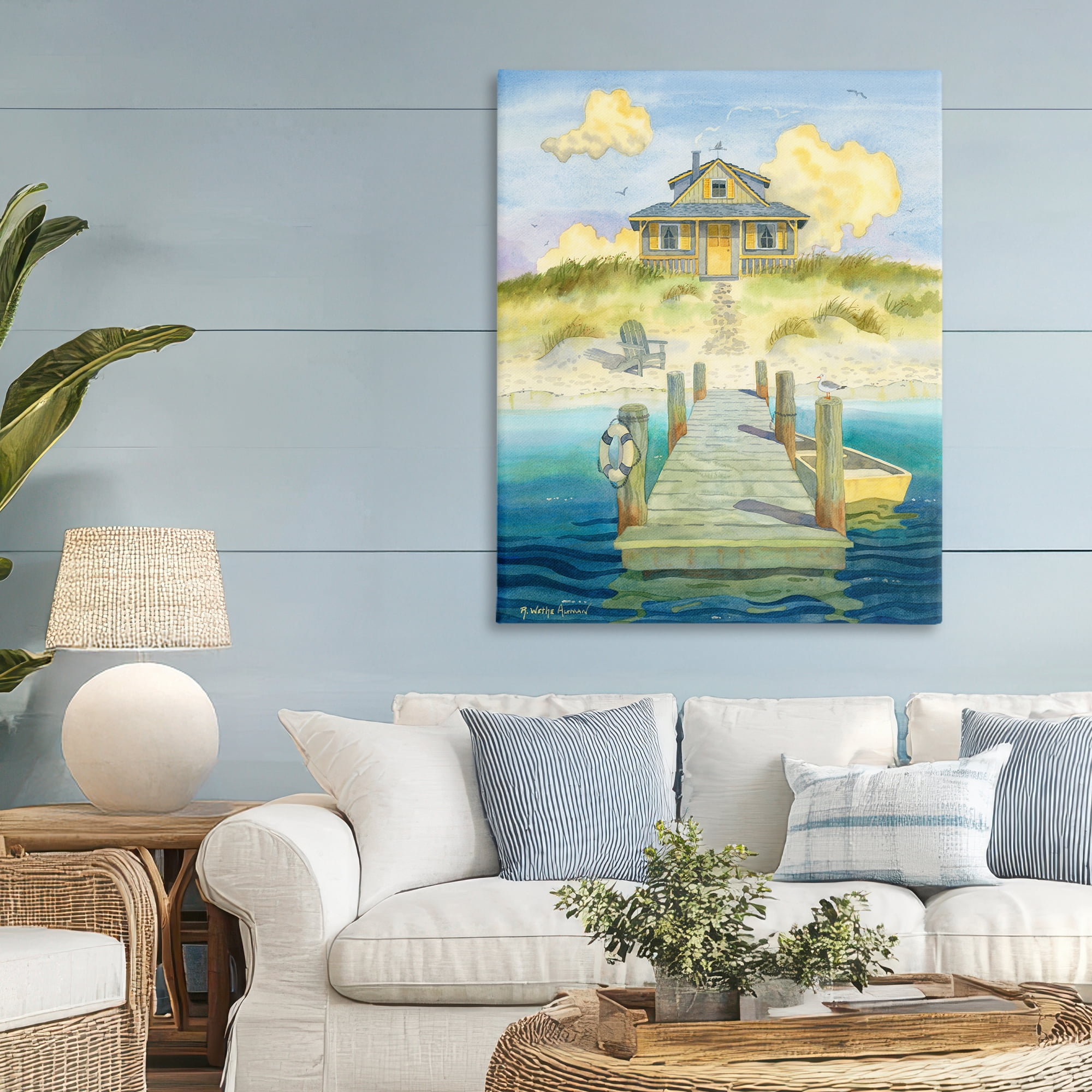 Stupell Industries Welcome Seaside Retreat Cottage Canvas Wall Art, design by Robin Altman