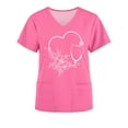 thumbnail image 4 of Xfvqtps V-Neck Scrubs Tops for Women Soft Stretch Wrinkle-Resist Medical Nursing Uniform with 2 Pockets Comfortable Lightweight Working Uniform Short Sleeve Printing Blouse Pink, 4 of 5