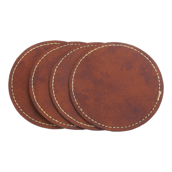 Unique Bargains 2.56' Diameter PU Leather Hat Patches, 50 Pcs Round, Retro Brown