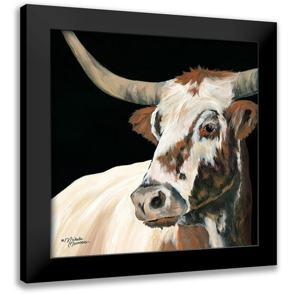 Norman, Michele 12x12 Black Modern Framed Museum Art Print Titled - Longhorn Love