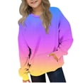 thumbnail image 2 of bbymog Girls' Fashion Gradient Crewneck Pullover Tops Boys Long Sleeve Sweatshirt with Pocket Casual Sweatshirts for Teen Girls Purple 11 Years, 2 of 7