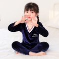 thumbnail image 1 of Conjunto de Pijamas de terciopelo para niños y adolescentes, ropa de dormir cálida de manga larga para estar en casa, Otoño e Invierno, 1 of 2