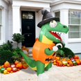 thumbnail image 4 of 6ft Halloween Inflatable Green Dinosaur Pumpkin Body, Inflatable Halloween Dinosaur Balloon, Yard Decoration(EU Plug), 4 of 4