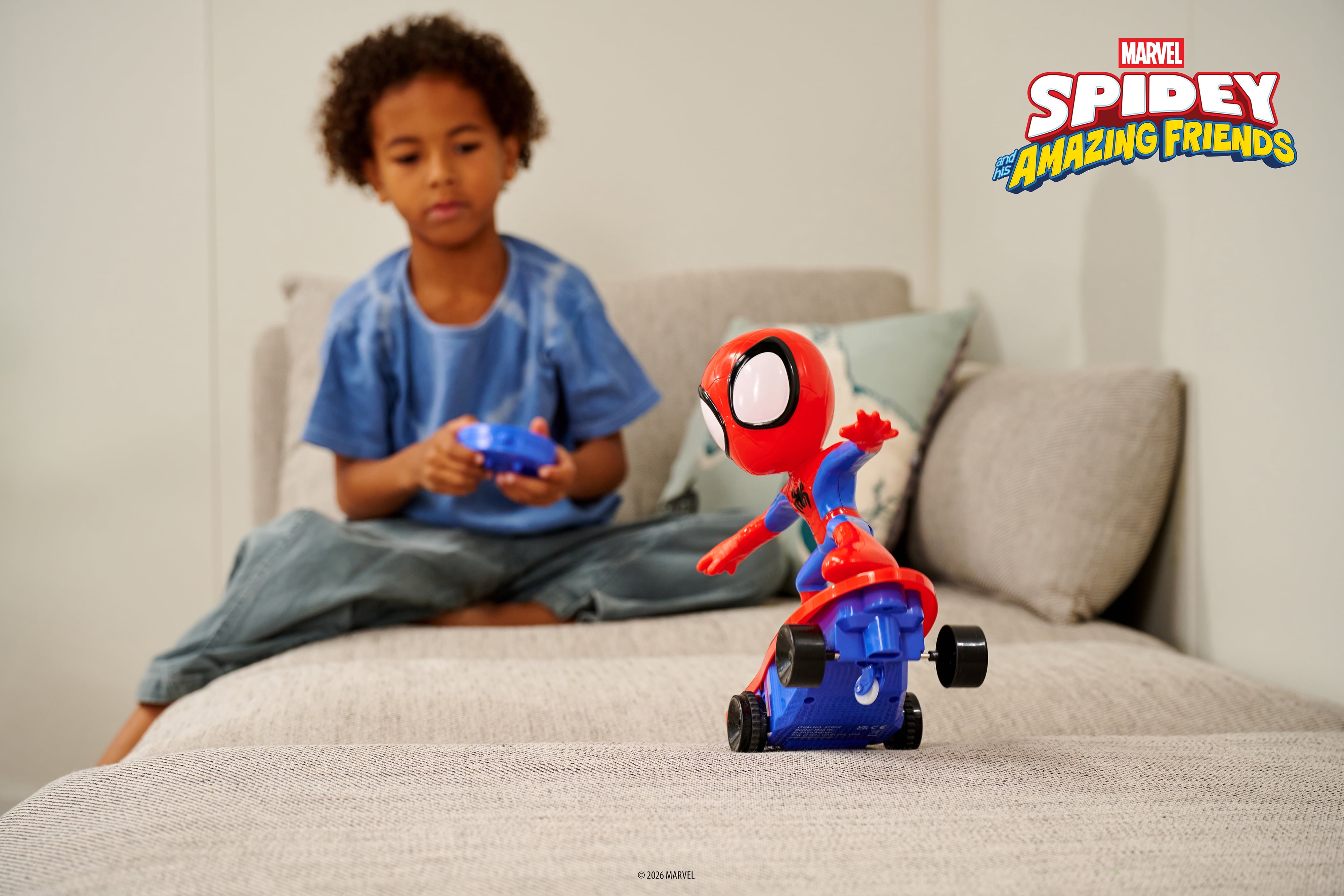 Marvel Spidey and His Amazing Friends RC Spider-Man Stunt Skateboard 9-Inch Remote Control Toy with Spinning Action by Jada Toys