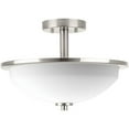 thumbnail image 2 of Progress Lighting Replay 2-Light Semi-Flush Ceiling Light, Brushed Nickel, White Glass Shade, 2 of 5