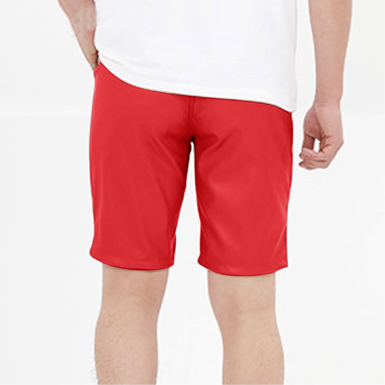 HOOMEUMY Men's Faux Leather Shorts Solid Color Zipper Fly Straight