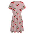 thumbnail image 5 of Cherries Women's Dress Short Sleeve Summer Sundress Summer Women Clothes, 5 of 7