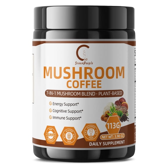 Mushroom Coffee Powders | Mushroom Supplement 7 Superfood Mix with Lion's Mane, Reishi, Chaga, Cordyceps, Shiitake, Maitake & Turkey Tail - 113g (3.98oz)