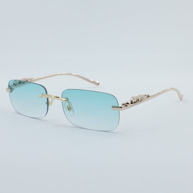 Gafas de sol cuadradas decorativas sin marco de color para hombres y mujeres, gafas de sol retro de metal