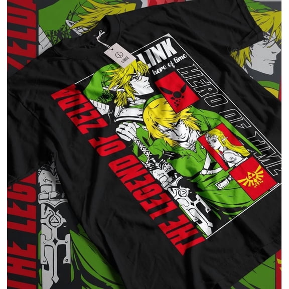 The Legend of Zelda T-shirt Link To The Past Graphic Print Black Shirt All Size