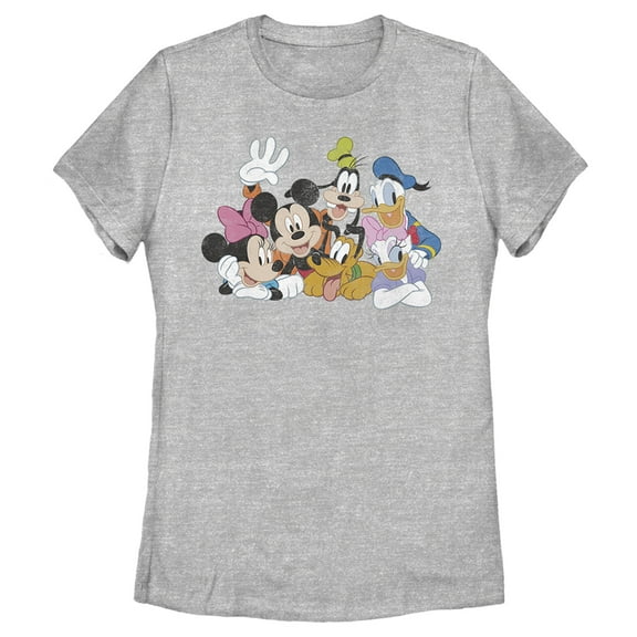 Women's Mickey & Friends Club House Group Shot Graphic Tee Athletic Heather 2X Large