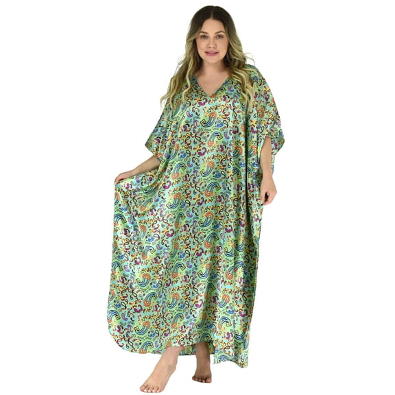 Up2date Fashion's Women's Caftan / Kaftan, Aqua Paisley Print, Style Caf-68AQ