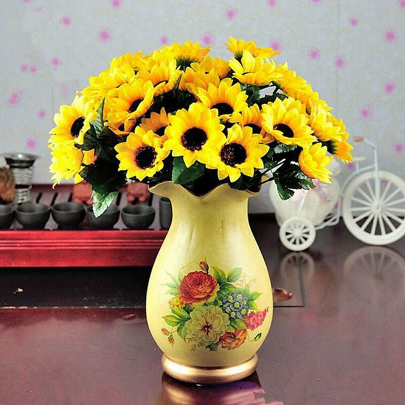 14Head Fake Sunflowers Artificial Silk Flowers Bouquet Home Wedding Table DBLUS 