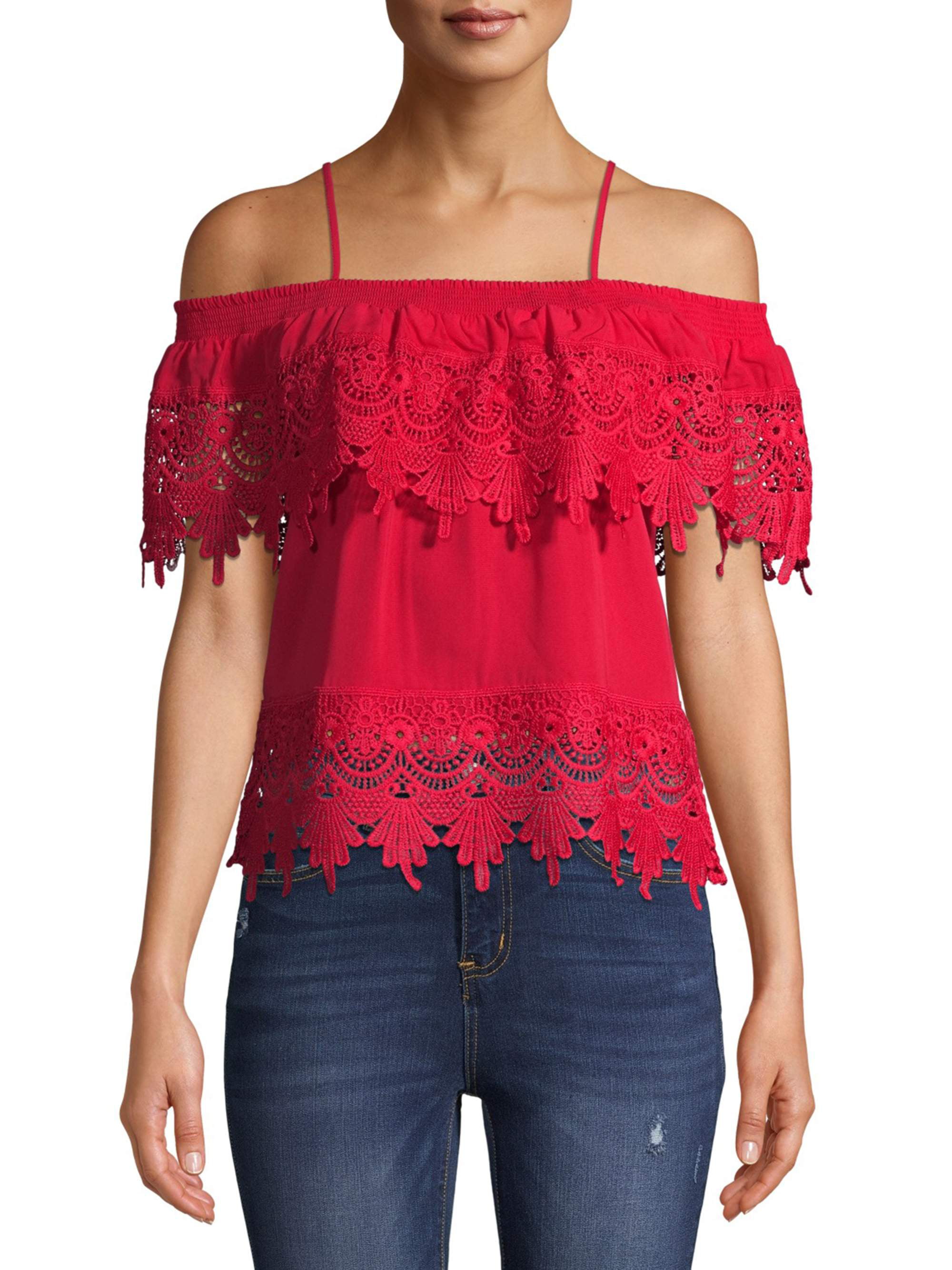 NWT EXPRESS LACE INSET RUFFLE TOP SIZE SMALL AND MEDIUM 