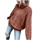 thumbnail image 1 of Gibobby Suéteres de invierno mujer sólido tejido cuello suéteres manga larga blusa suéter (Café, M), 1 of 3
