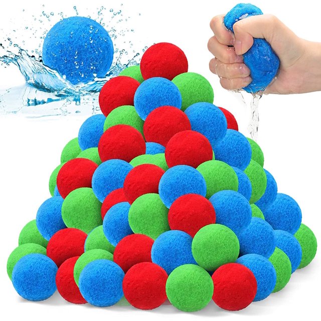 50 Pcs Water Balls Reusable Cotton Balloons Outdoor Splash Water Balls
