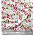 thumbnail image 1 of Soimoi Polyester Crepe Fabric Floral,Sheepdog & Yorkshire Terrier Dog Print Fabric by The Yard 52 Inch Wide, 1 of 1