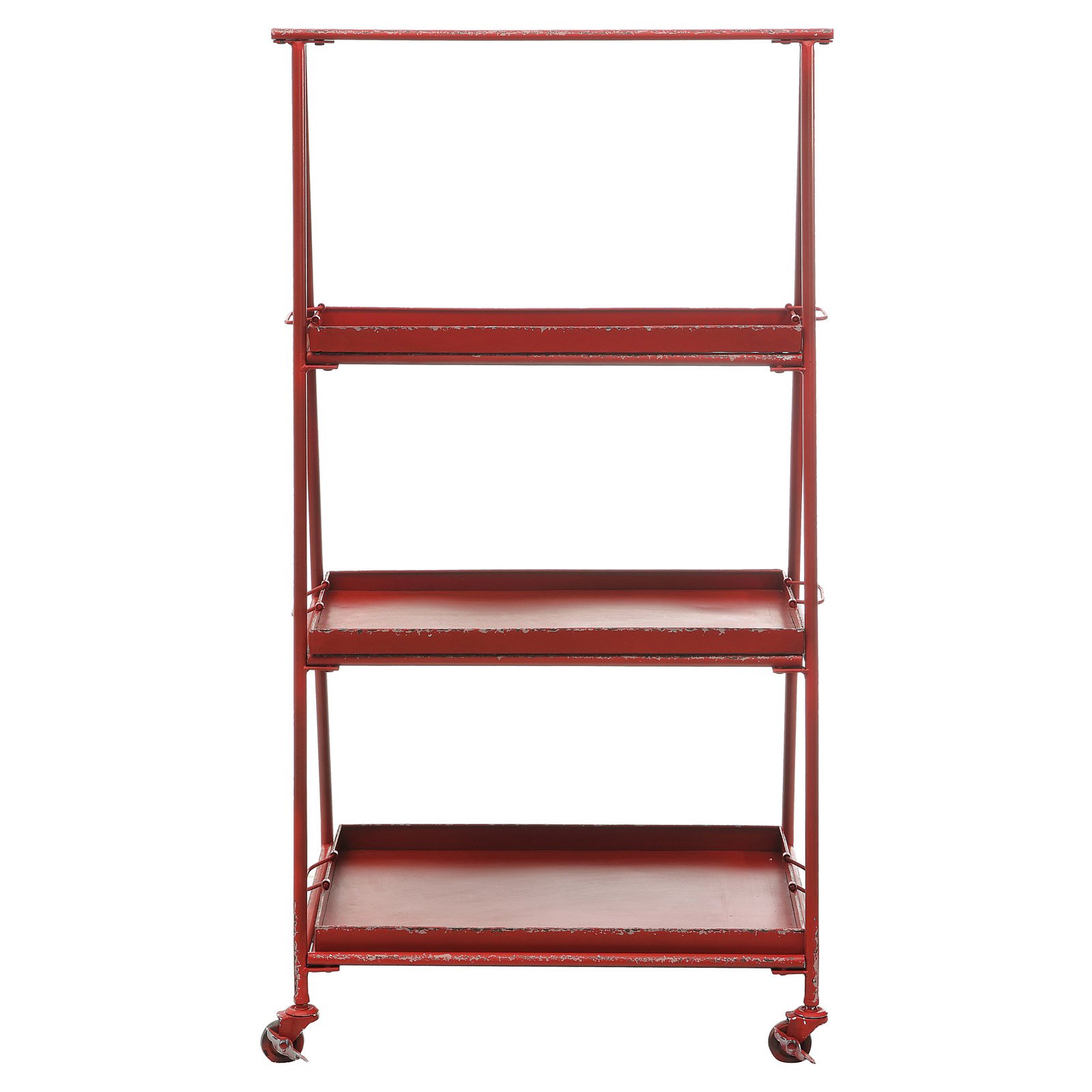 3R Studios 3 Tier Shelf on Casters Red