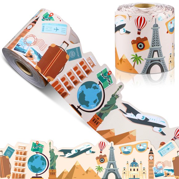Tablón de anuncios con borde de Saypacck, tema de viaje, 21 m x 7,6 cm