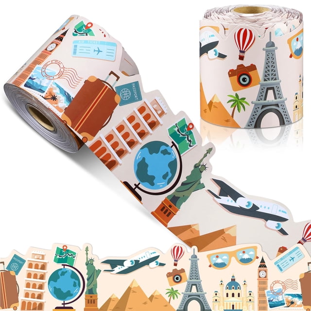Tablón de anuncios con borde de Saypacck, tema de viaje, 21 m x 7,6 cm