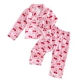 thumbnail image 3 of BOOMNY Girls 2 Peice Homewear Outfits Summer Loungewear Set for Girls Long Sleeve Cherry Graphic Tops Pants Cozy Sleepwear Sets, 3 of 3