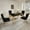 50" Gold & Black Table, variant on 3-Piece 37" Square Glass Dining Table Set for 2, Tempered Glass Top with Flute-Inspired Mirrored Stainless Steel Legs, 2 Button-Tufted Velvet Chairs with Stainless Steel Legs