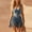 Blue, variant on Women's Western 2 Piece Faux Suede Fringe Outfit – V-Neck Front Zip Sleeveless Crop Top & High Waist Fringe Mini Skirt Black，L